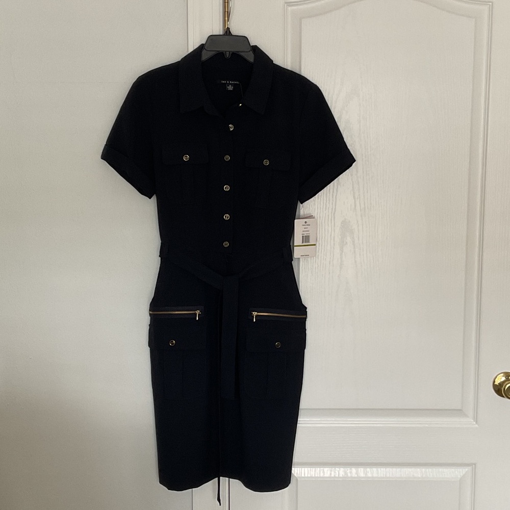 NWT Navy Short Sleeve Button-Up Dress by Zac & Rachel